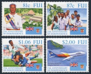 Fiji 741-744,MNH.Michel 741-744. Independence,25th Ann.President,Rugby,Plane. 