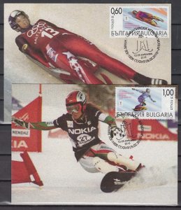 Bulgaria, Scott cat. 4533 a-b. Vancouver Olympics issue on 2 Max. Cards. ^