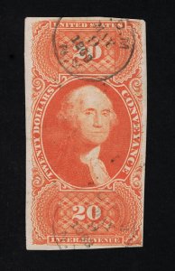 EXCELLENT GENUINE SCOTT #R98a F-VF 1862-71 ORANGE 1ST ISSUE CONVEYANCE #18559