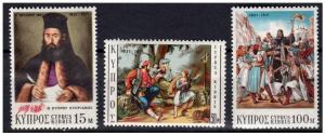 Cyprus 1971 - Scott 368, 369 & 370, set of 3, MH - Paintings