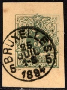 1884 Belgium Cut Square Postal Card 5 Centimes Postal Stationery Postal Card
