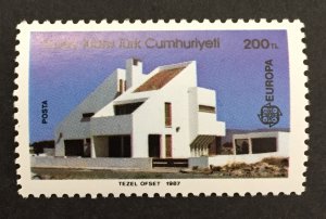 Turkish Cyprus 1987 #205(perforations on 4 sides, Modern Architecture, MNH.