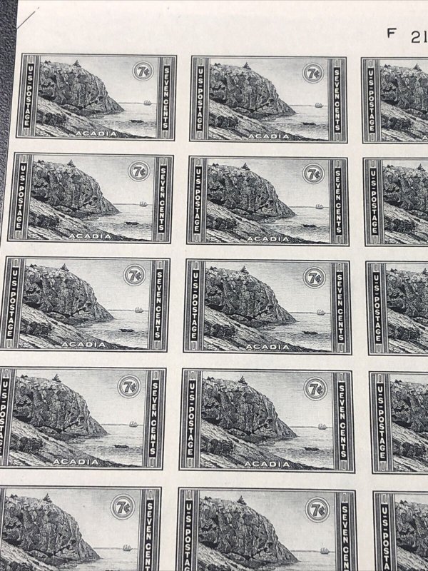 US 762 Acadia Imperf Sheet Of 50 Mint No Gum As Issued - SUPERB.