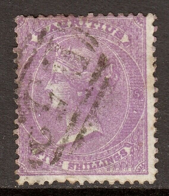 MAURITIUS — SCOTT 41 (SG 71) — 1863 5/- RED VIOLET QV — USED — SCV $65