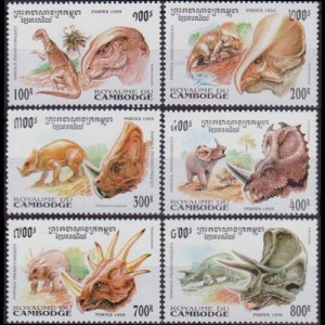 CAMBODIA 1995 - Scott# 1409-14 Dinosaurs Set of 6 NH