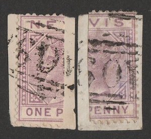 NEVIS 1883 'NEVIS ½d' QV bisected 1d lilac-mauve.