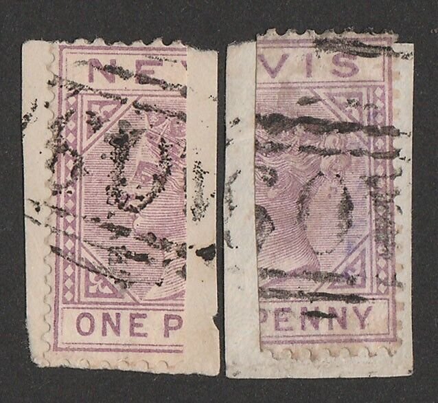 NEVIS 1883 'NEVIS ½d' QV bisected 1d lilac-mauve.