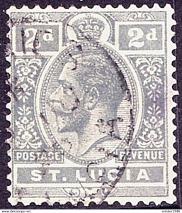 ST LUCIA 1921 KGV 2d Slate Grey SG95 Used