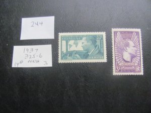 FRANCE 1937 MNH SC 325-6 SET XF $14.50  (244)