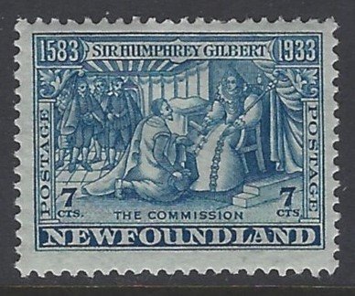 Newfoundland, Scott #217; 7c Sir Humphrey Receiving Royal Patents, MH