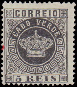 Cape Verde #1, Incomplete Set, 1877, Hinged, Red Spot on Side