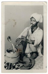 Postcard Pakistan 1956 Karachi Snake Charmer Music Sent to Czechoslovakia