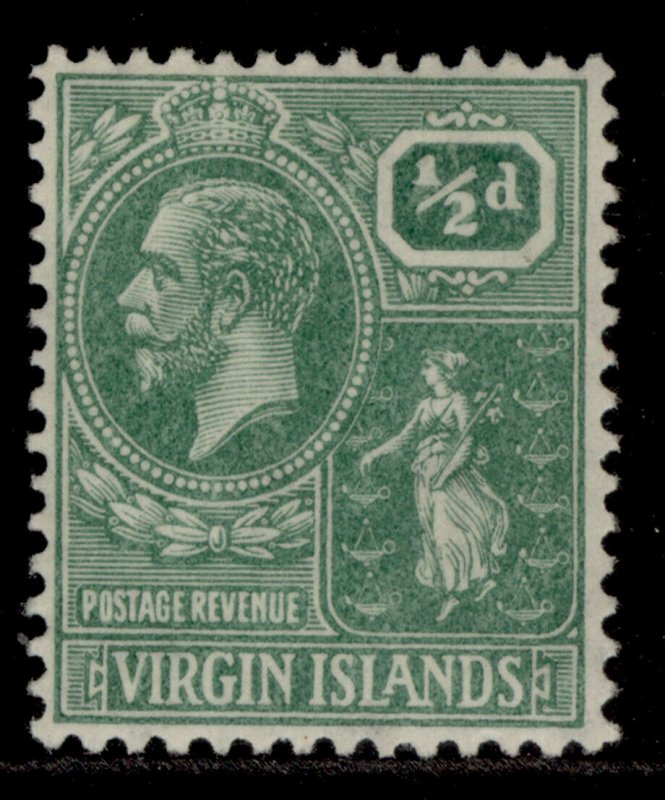 BRITISH VIRGIN ISLANDS GV SG86, ½d dull green, M MINT.