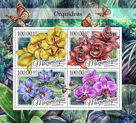 Mozambique Orchids Flowers Plants Flora MNH stamp set