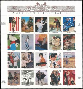 PCBstamps   US #3502 Pane $6.80(20x34c)American Illustrators, MNH (5)
