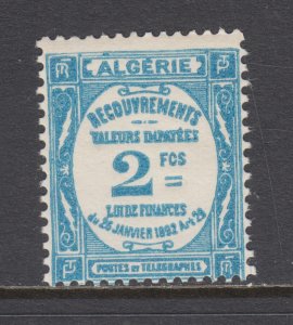 Algeria Sc J17 MNH. 1927 2fr light blue Postage Due, fresh clean gum, bright