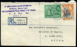 Ghana 1957 Registered Accra 2½d Ghana / QEII 6d Independence