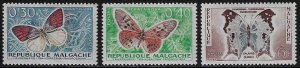 Malagasy Rep. #306-08 Unused LH; Short set of 3 - Butterflies (1960)