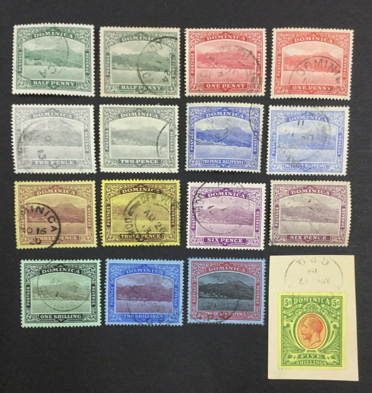 MOMEN: DOMINICA SG #47-54 SHADES 1908-20 USED £350 LOT #62120