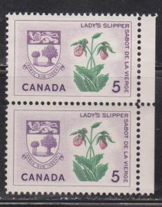 CANADA Scott # 424 MH Pair - Flower Lady's Slipper