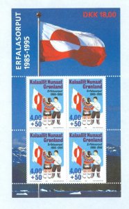 Greenland.  1995 Souvenir Sheet MNH. Greenland National Flag 10 Year. Sc. # B20A