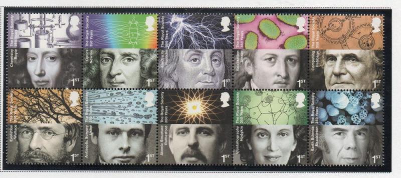 Great Britain Sc 2756a 2010 Royal Society stamp block of 10 mint NH