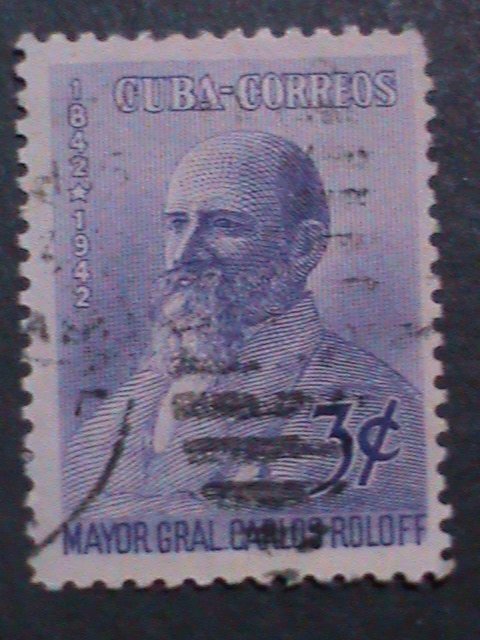 ​CUBA 1944  THREE ALOMOST 80 YEARS VERY OLD USED FAMOUS PERSONS-STAMP-VF