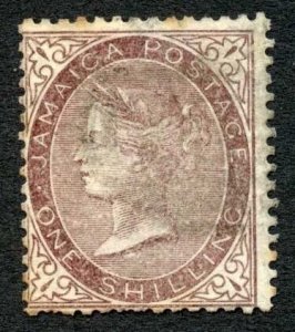 Jamaica SG6a 1/- purple brown wmk Pineapple cat 23 pounds