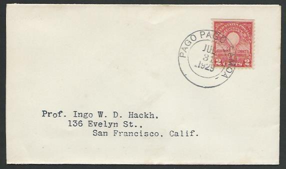 AMERICAN SAMOA 1929 2c Edison on cover ex PAGO PAGO........................27409