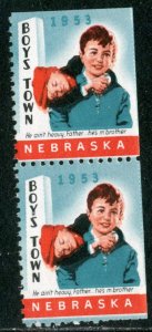 1953 BOYS TOWN SEAL, MINT NH VERTICAL PAIR - BOYS001