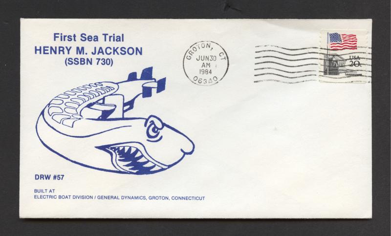 NAVAL COVER - USS  HENRY M. JACKSON SSBN-730 - 1st SEA TRIAL - DON WILSON CACHET
