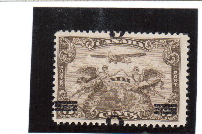 Canada #C3a Very Fine Mint Lightly Hinged Inverted Surcharge *With Certificate*