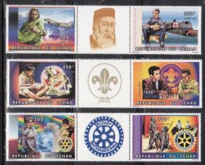 Chad 695-7 Red Cross, Rotary International and Boy Scouts Mint NH