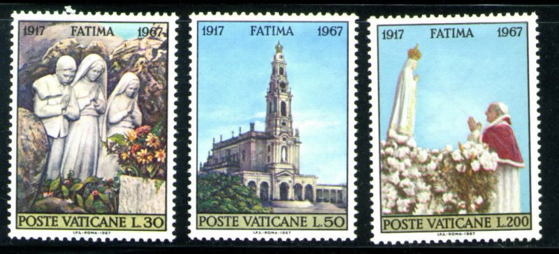 VATICAN Scott 455-457 MNH** 1967 Fatima Apparition  set