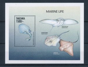 [48017] Tanzania 1999 Marine life fish Stingray rays Souvenir Sheet MNH