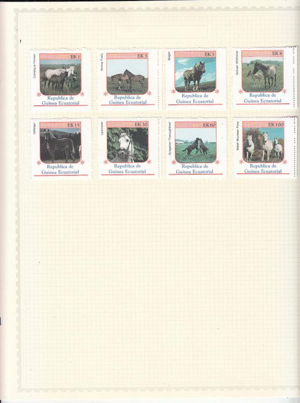 Equatorial Guinea - stamp collection on quad-ruled pages