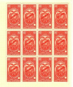 ECUADOR TELEGRAPHS *ABNCo. Imprint* SPECIMEN Two 10c Blocks{12 & 6} UM MNH MB6