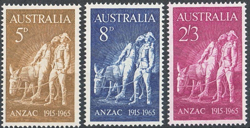 Australia 1965 QEII Anzac Set of 3 MUH