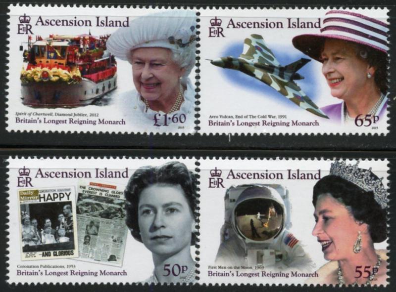 ASCENSION ISLAND 2015  QUEEN ELIZABETH II LONGEST REIGNING BRITISH MONARCH SET