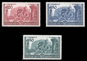 Liechtenstein #154-156 Cat$14, 1939 Homage, set of three, never hinged