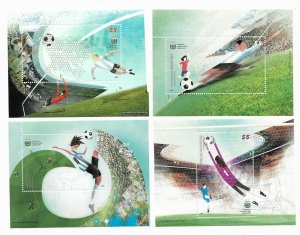 ARGENTINA 2010 - SOCCER WORLD CUP, SET OF 4 SOUVENIR SHEET, SPORTS MNH