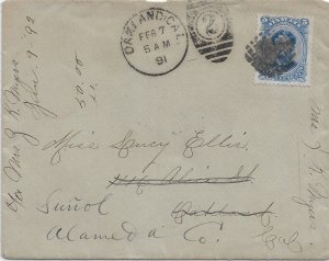 1891 Honolulu, Hawaii to Oakland, Ca via San Francisco, fwd. Sc #39 (56442)