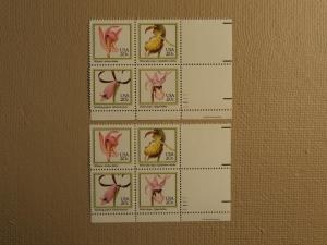 USPS Scott 2076-79 20c Orchids Lot Of 2 Plate Block 8 Sta...