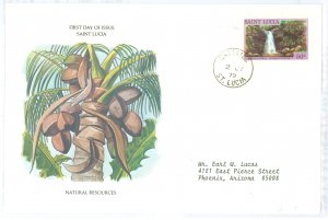St. Lucia 468 1979 Natural Resources, waterfall, addressed, Postal Commerative Society FDC