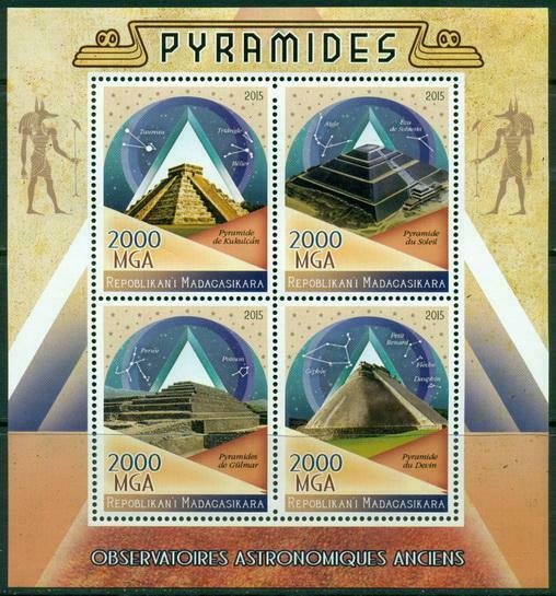 2015 pyramids egyptology ancient m/sheet mnh