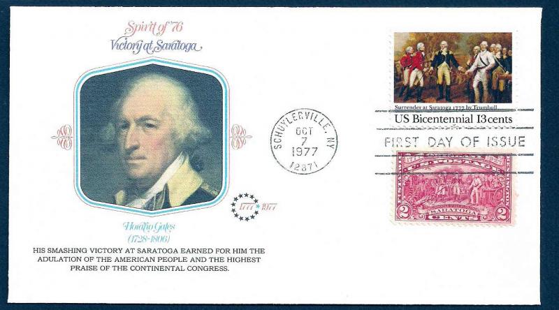 UNITED STATES FDC 13¢ Saratoga COMBO 1977 Fleetwood