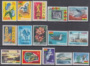 GHANA Sc # 356-70 CPL MNH SET of 15 - OVERPRINTED or NEW CONSTITUTION 1969