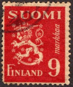 1950, Finland 9mk, Used, Sc 292