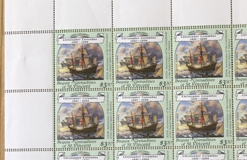 Bequia Vincent Great explorers Columbus Santa Maria ship “double perf “ Error