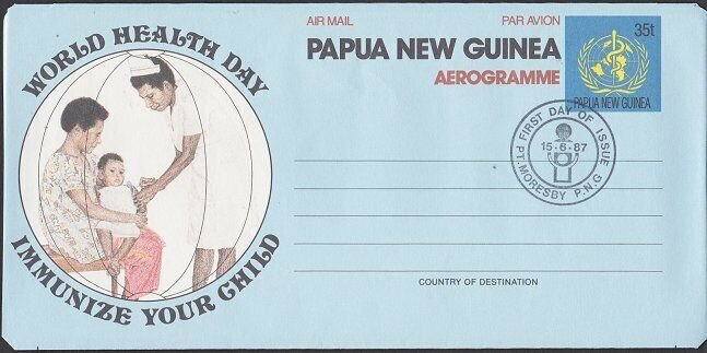 PAPUA NEW GUINEA 35t World Health Day aerogramme First Day pmk..............L639